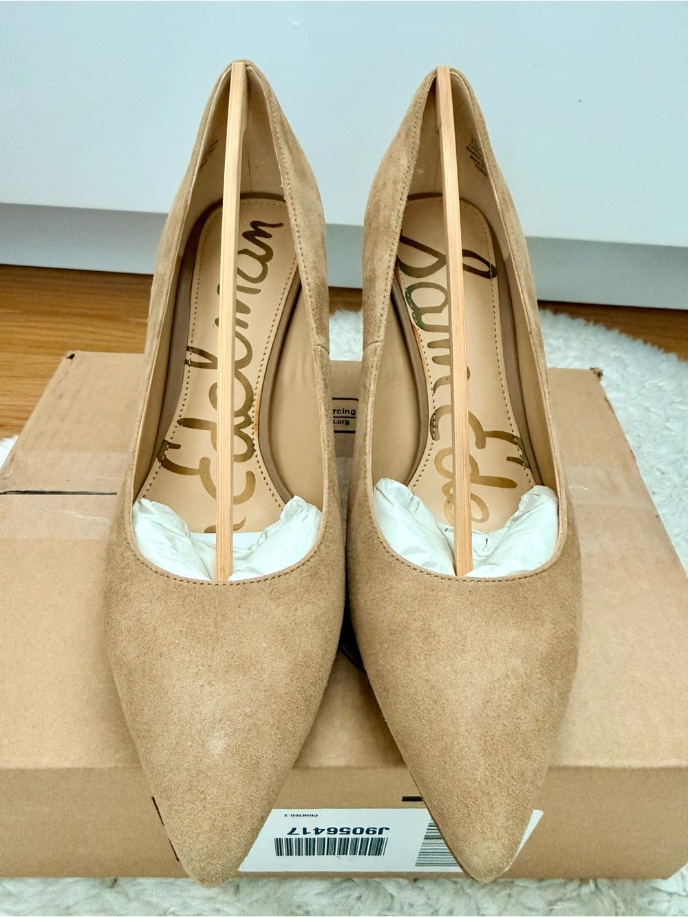 Sam Edelman Beige Suede Pointed Toe Pumps